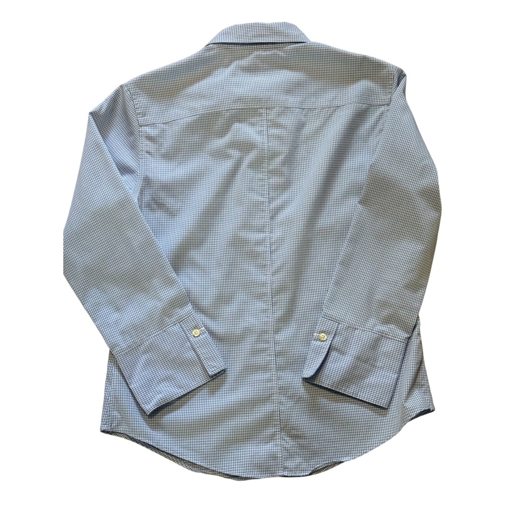Brooks Brothers WM's 4 Light Blue Gingham Non-Iron 3/4 Sleeve Button Down Shirt - Picture 6 of 13